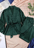 Pijama bohemio, conjunto de pijama de satén Clementine en azul y verde
